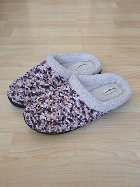 Dearfoams Cozy Plush Slip-On Slippers in Pink and Purple Mix Size XL